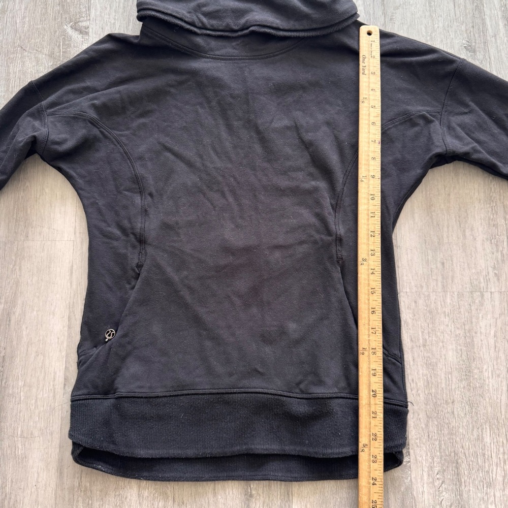 Lululemon Cowl Neck Pullover Sweatshirt Black Size 4 Long Sleeve Pockets - Picture 4 of 7